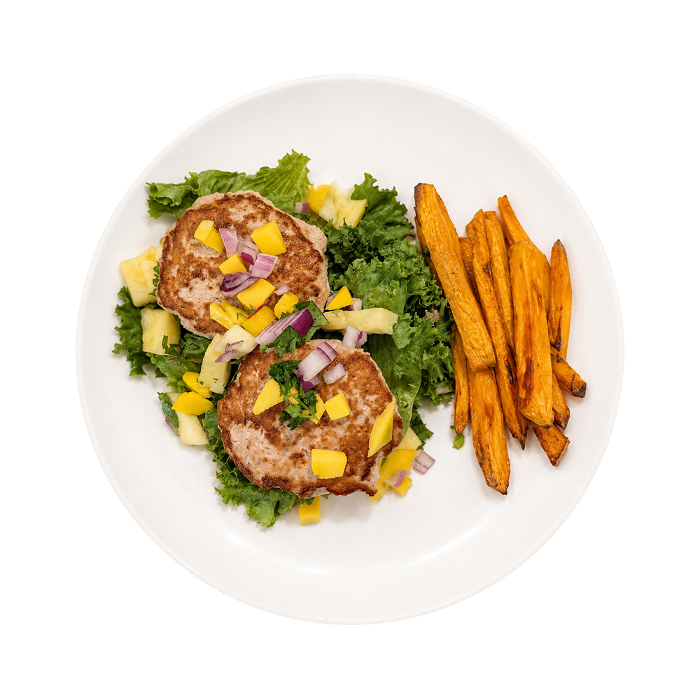 Caribbean Jerk Turkey Banana Burger Bowl